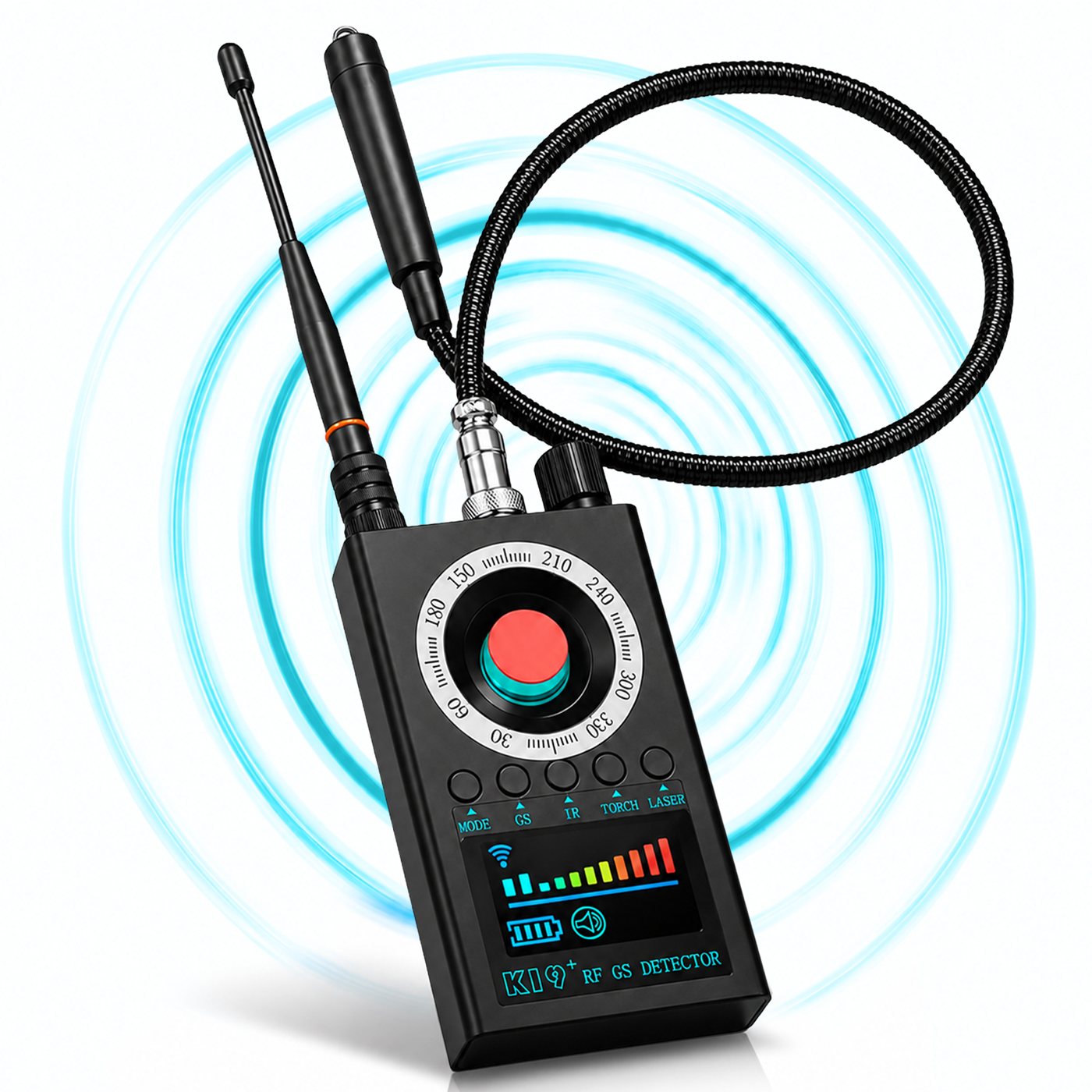 Surveilex K19+ detector with RF antenna and magnetic probe